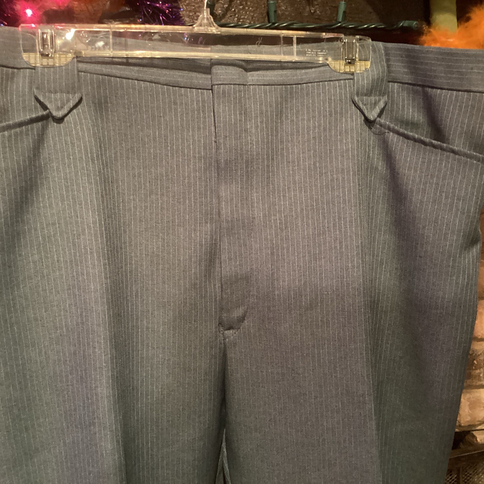 Vtg DC Dee Cee Brand Western Wear Pants Gray Striped 42×33 Pearl Snap