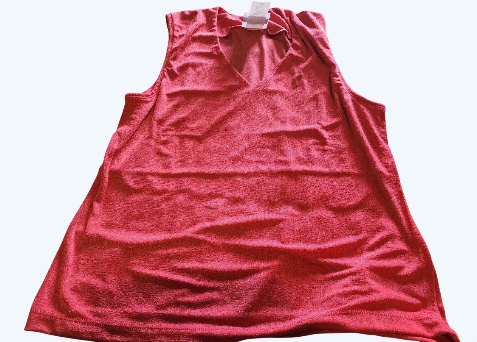 Virginia Gray Easy Essentials Coral Sleeveless Top L Polyester Spandex Vtg Avon