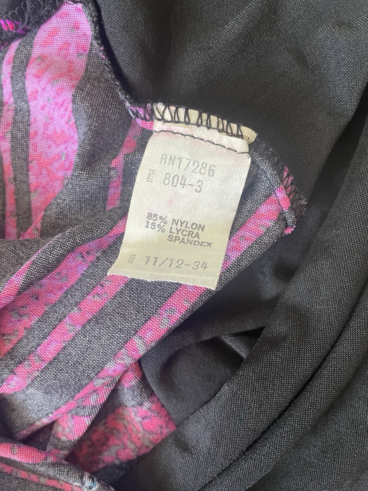 Vintage 80s Swimsuit Girls Size 11/12 1980s Black Hot Pink One Piece Classic