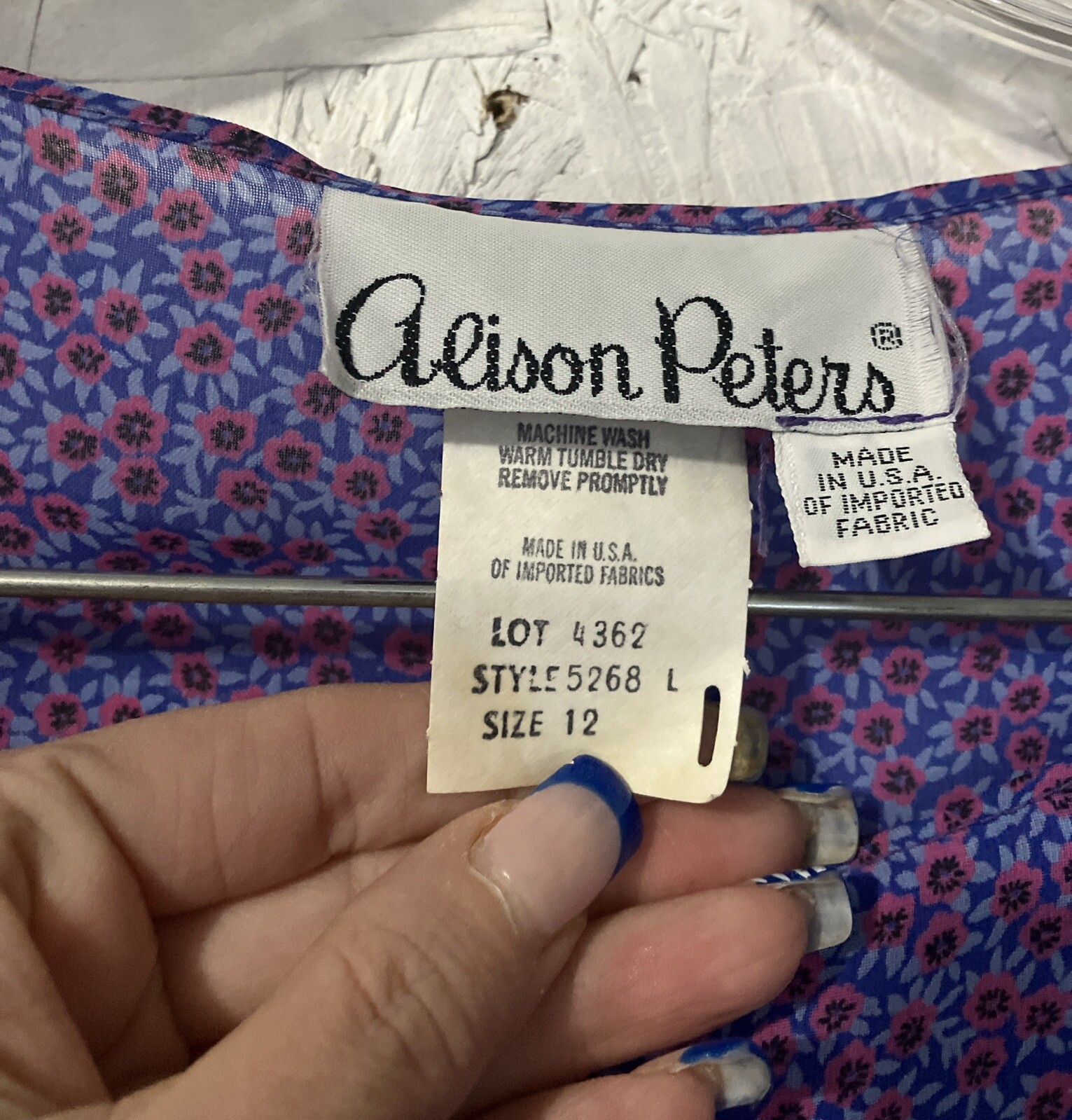 Vintage Alison Peters Purple, Pink Floral Dress Size 12