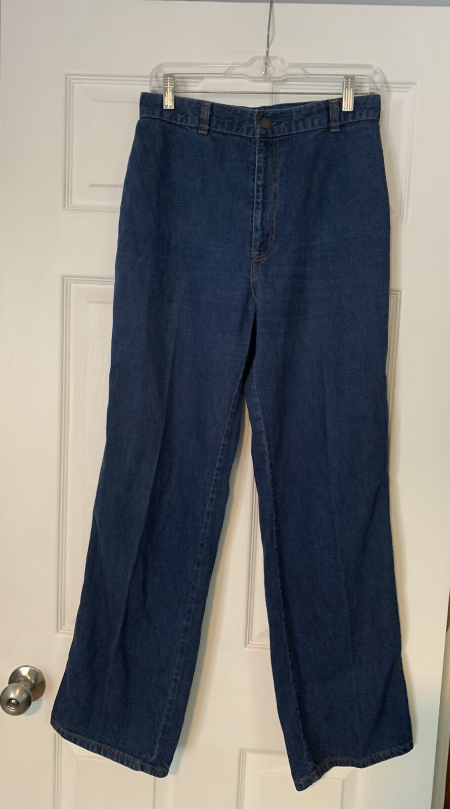 Vintage 70s Levi’s Dark Jeans Classic Straight Cut Orange Tag Embroidered Sz 14