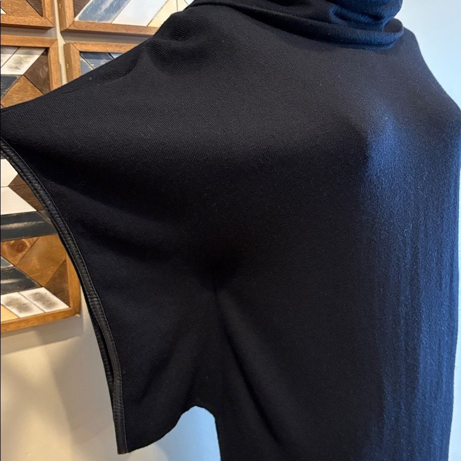 Vintage Ralph Lauren Black Cape Sleeve Cowl Neck Slouchy Sweater Dress sz Small