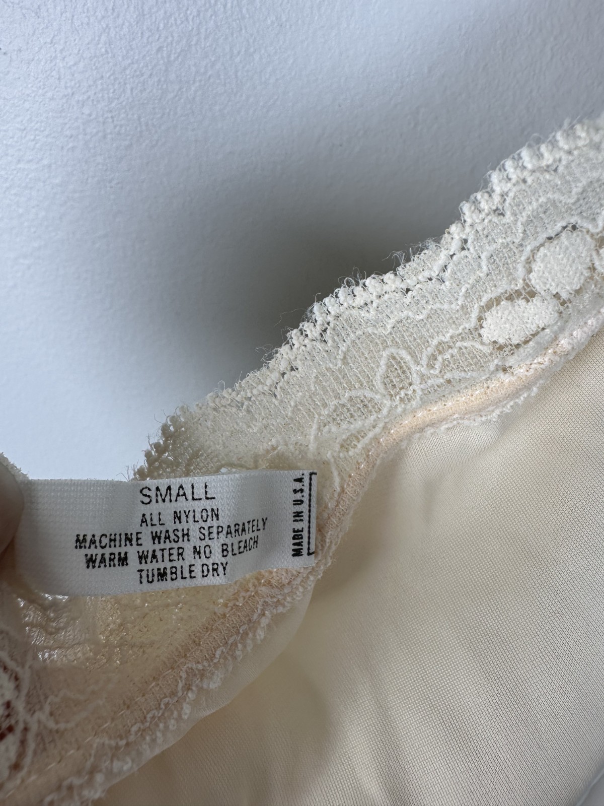 Vintage Shadowline Small 1/2 Slip Womens Cream Nylon Lace Skirt Pull On USA Made