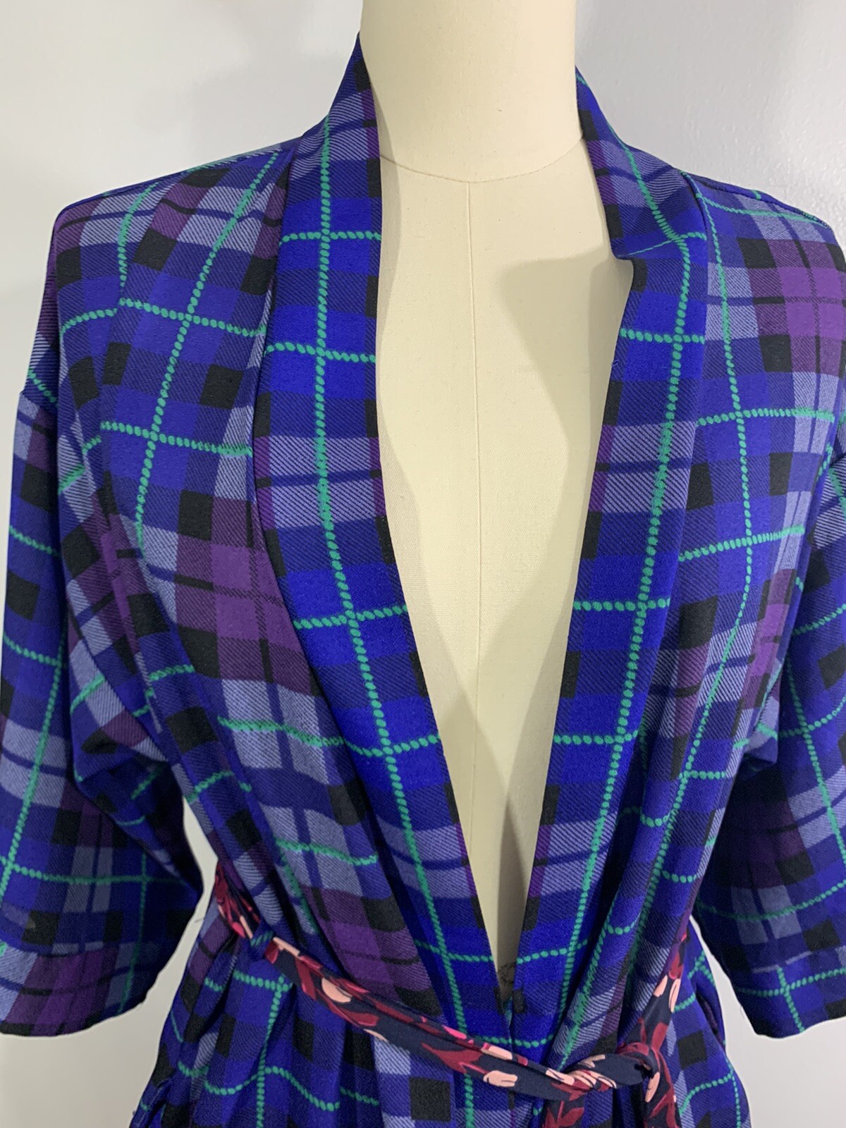 Vintage Robe Plaid 1960s MCM Small