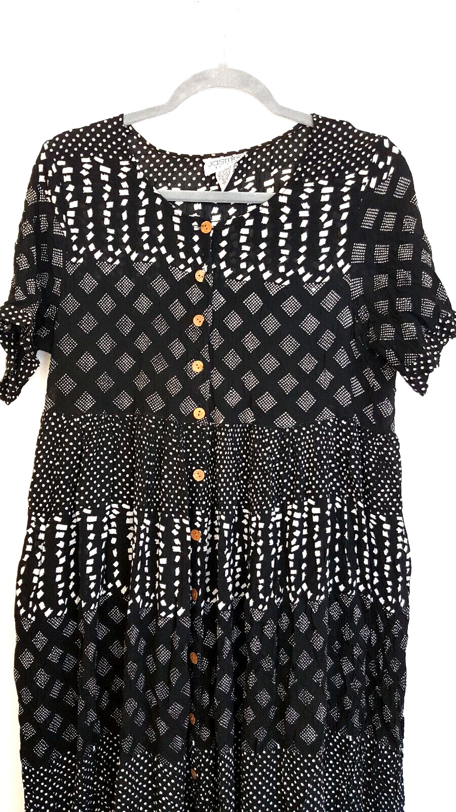 Jasmine by KVM Sheer Crinkle Dress Size Large Grunge Midi Vintage 1990s