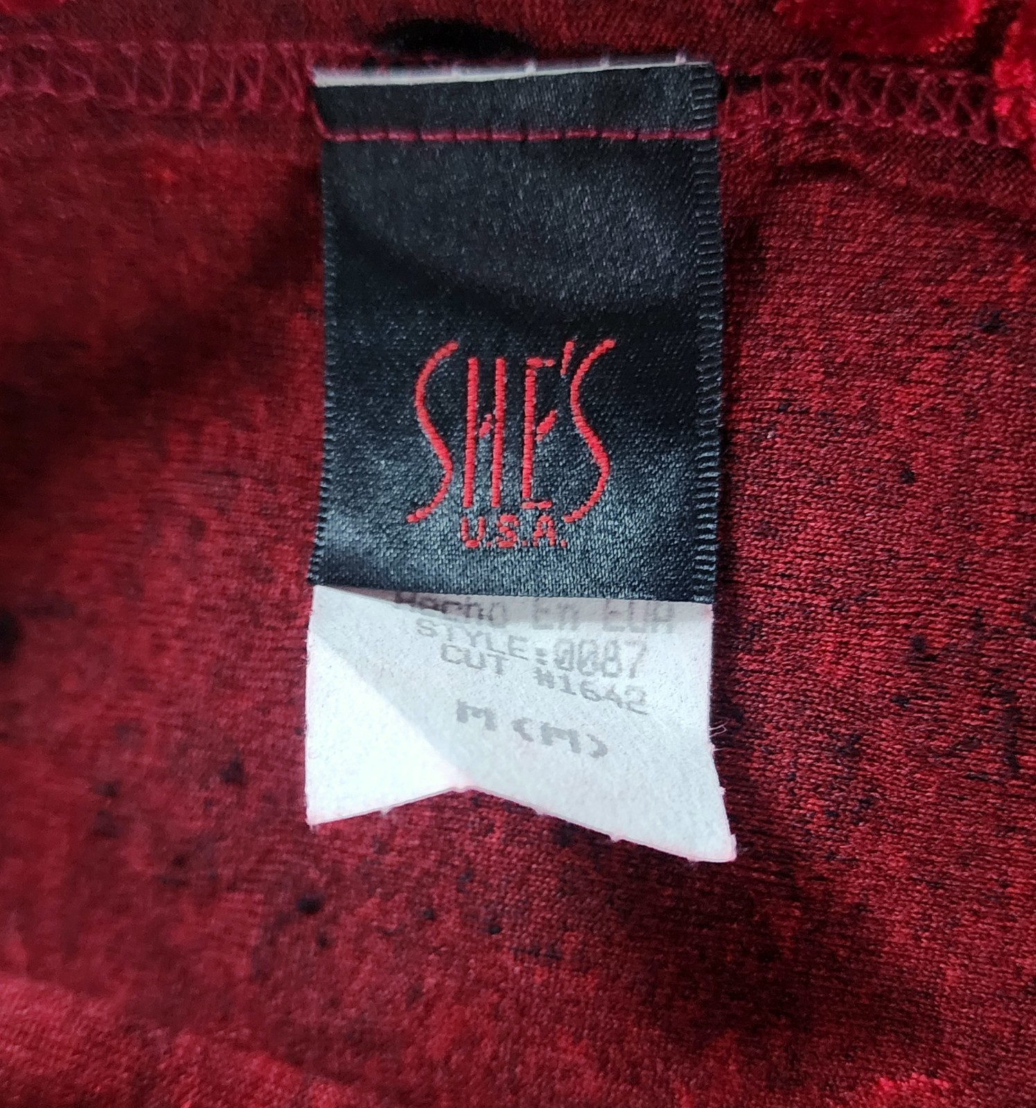 VINTAGE 90’s SHE’S Red Mesh Velvet PolkaDot Tank Top NWT