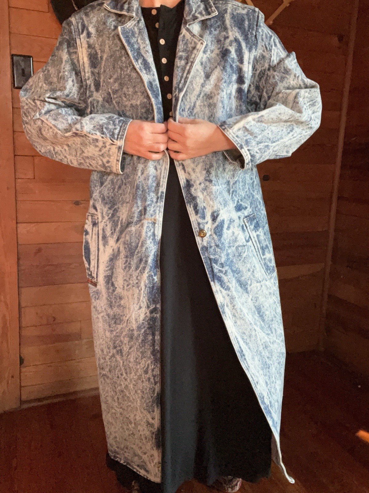 1980s Iced Washed Denim Trench AMAZING Size Large – EUC