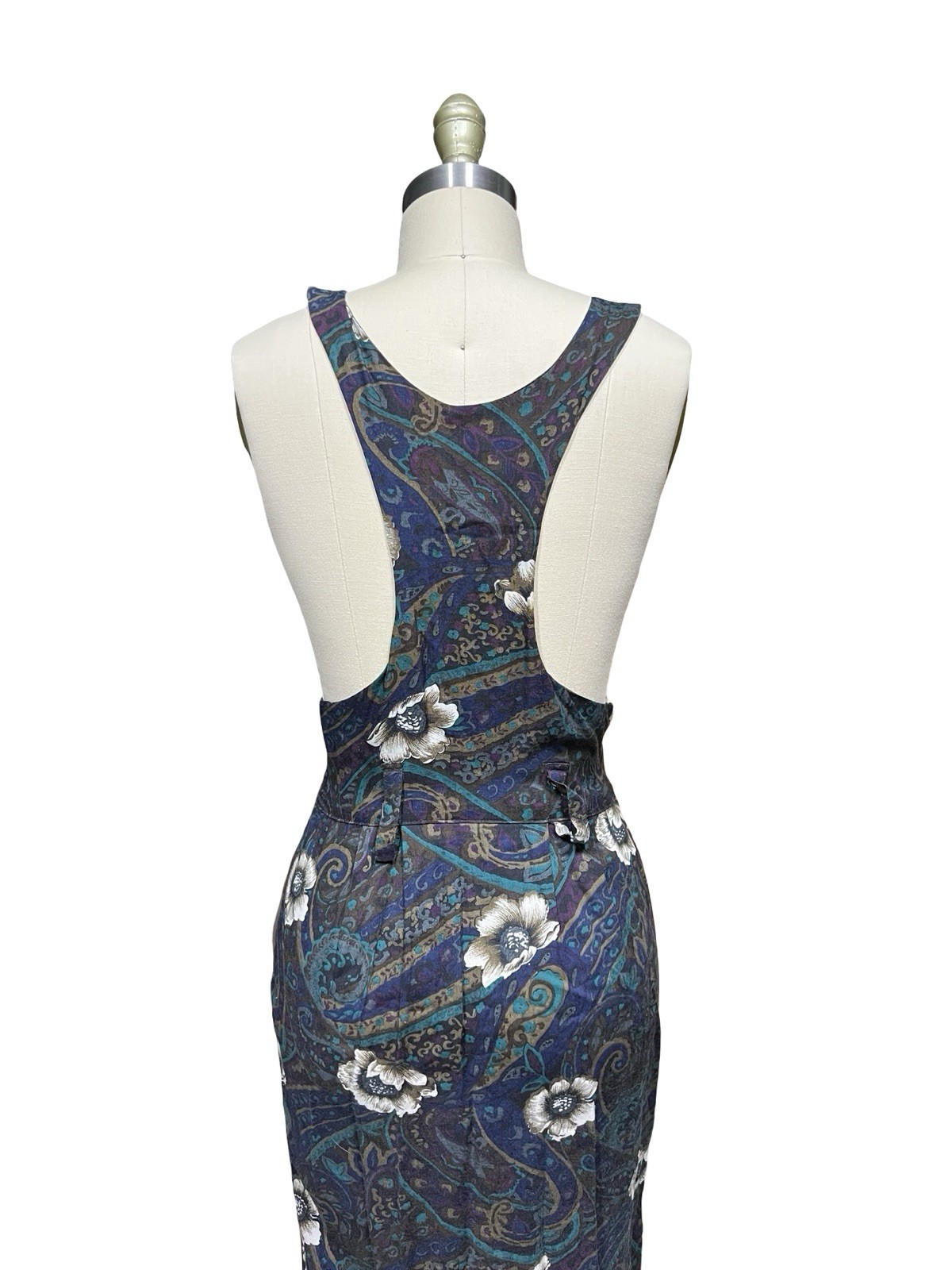 Vintage Outback Red Purple Blue Rayon Paisley Pinafore Dress Sz 4 USA