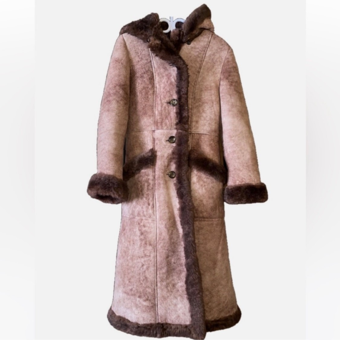 Vintage NorthSide Fashions Brown Sheepskin Shearling Coat Size 14