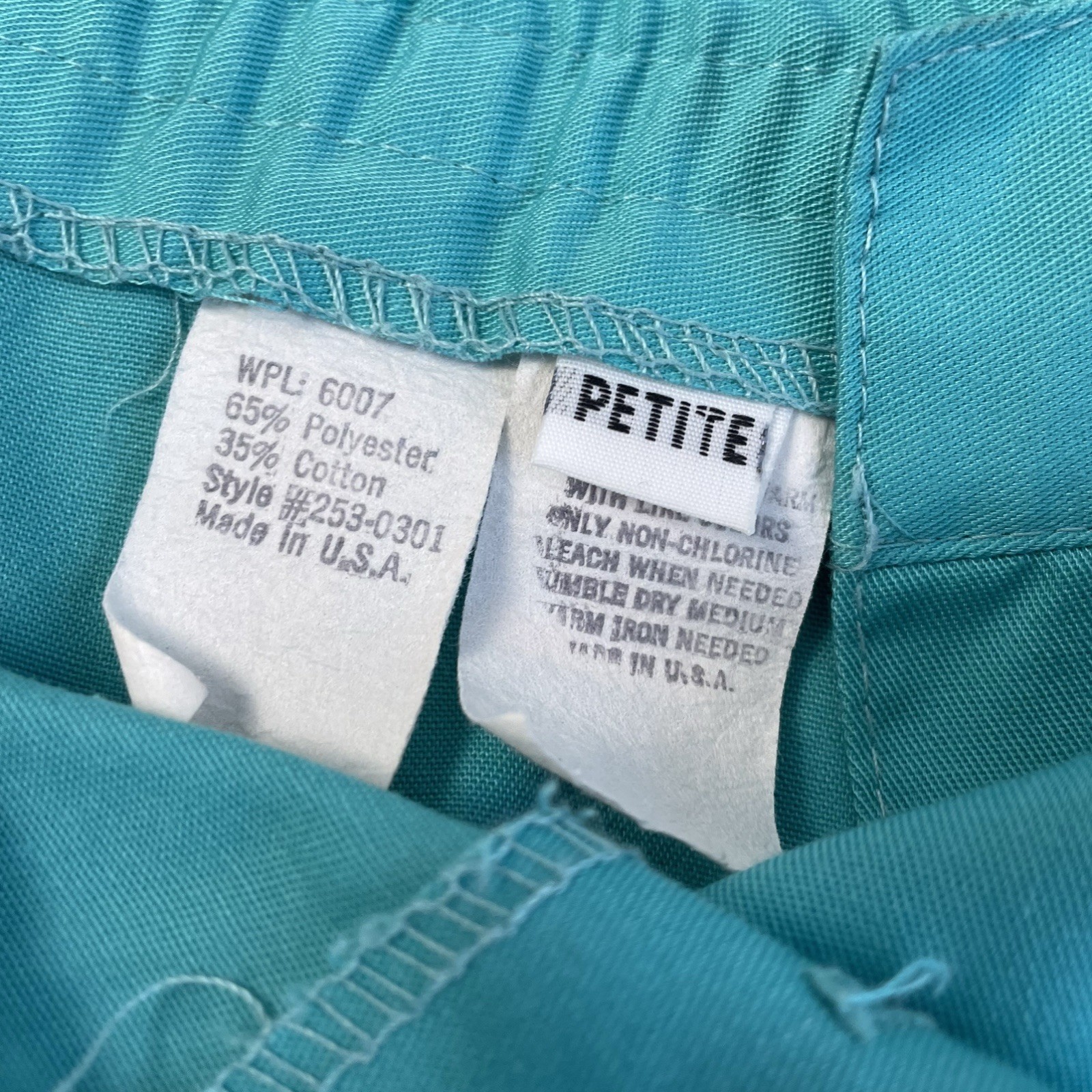 Vintage 80s XS Teal Button Front Midi Skirt High Rise A-Line Turquoise Preppy