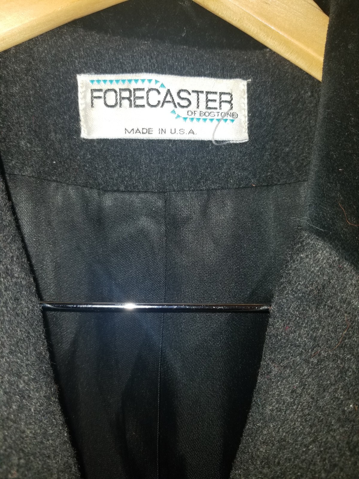 VINTAGE FORECASTER OF BOSTON LADIES GRAY/GREY/BLACK TRIM LONG COAT SIZE 8 WOOL