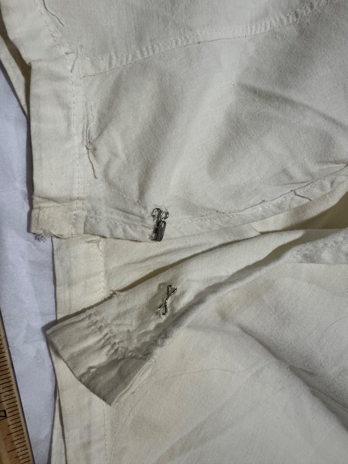 Antiq. FRENCH EDWARDIAN VICTORIAN WHITE COTTON PETTICOAT WITH LACE Trim Netted