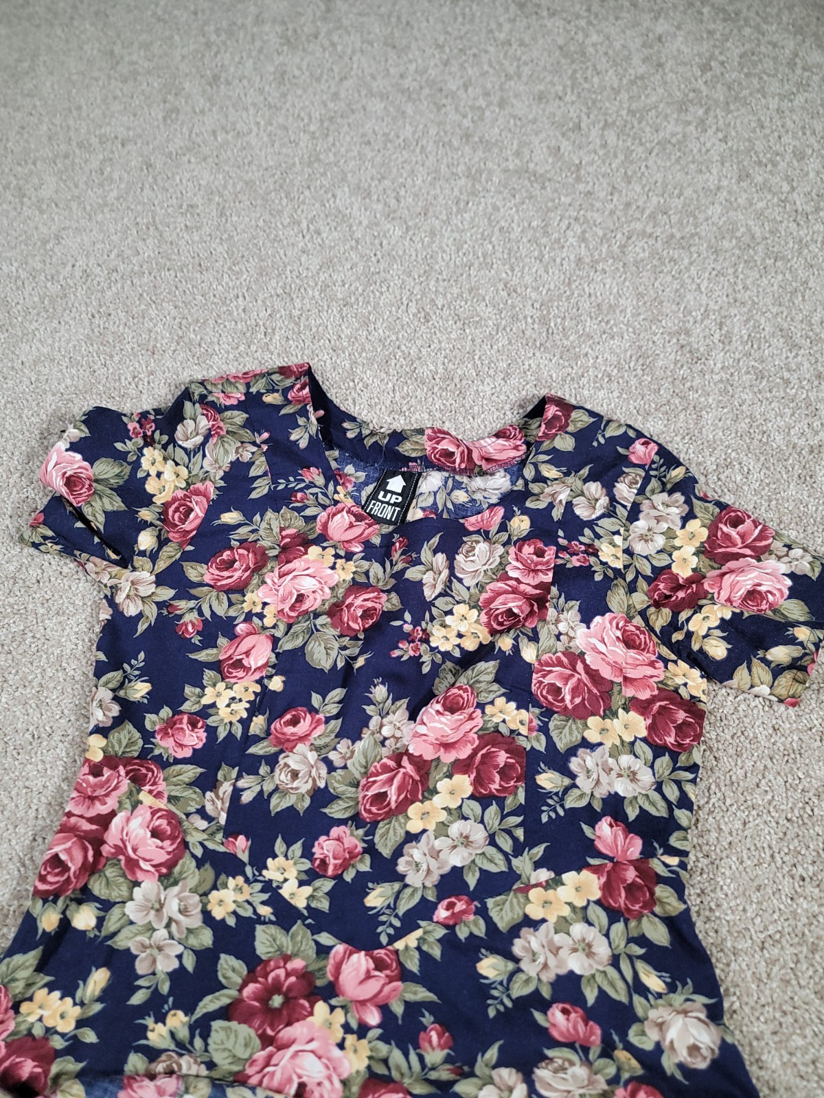 Vintage 90s Floral Rayon Dress Milkmaid Fairy Romantic USA Made Size M/L Prairie