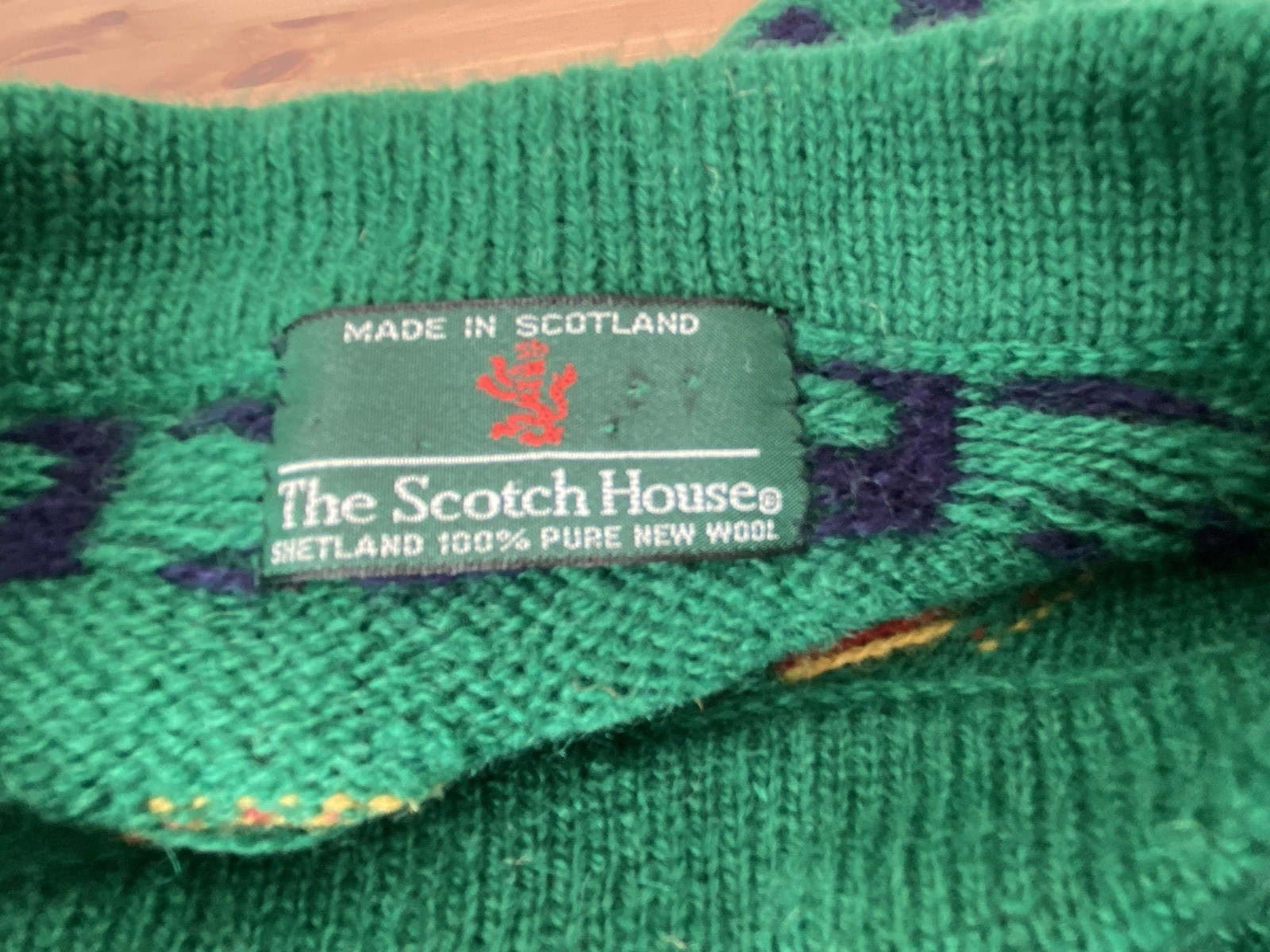 VTG 80s Scottie Dog Sweater MED Shetland Wool The Scotch House Green Plaid Bows