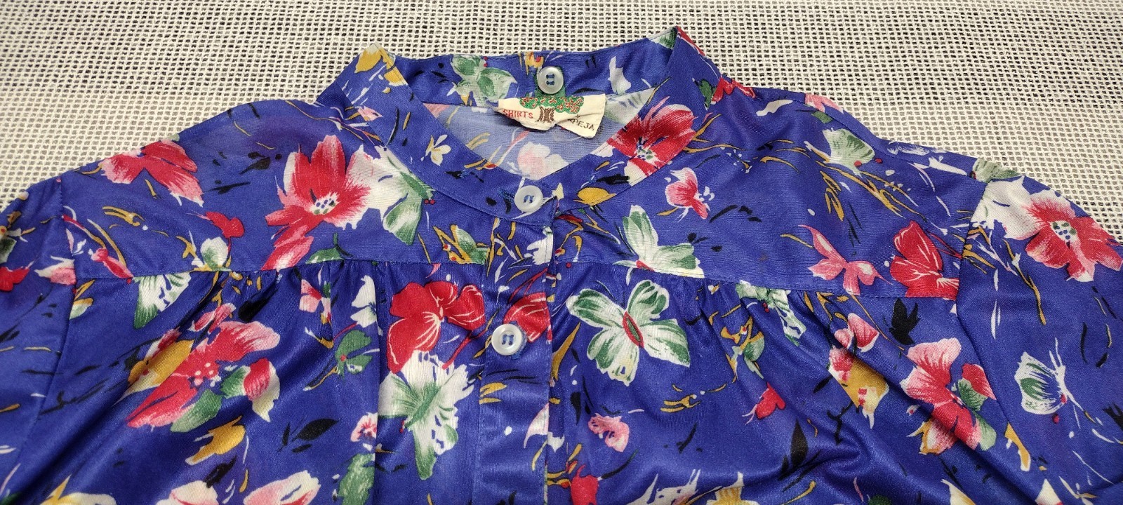 70s Organically Grown Beautiful Blouse Butterflies Watercolor Cobalt Arpeja ART