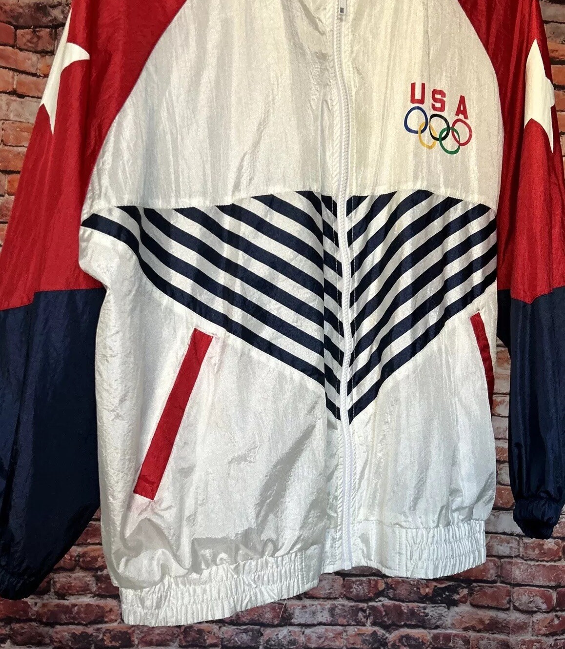 Vintage USA Olympics Full Zip Nylon Windbreaker Jacket Ladies Size 1X