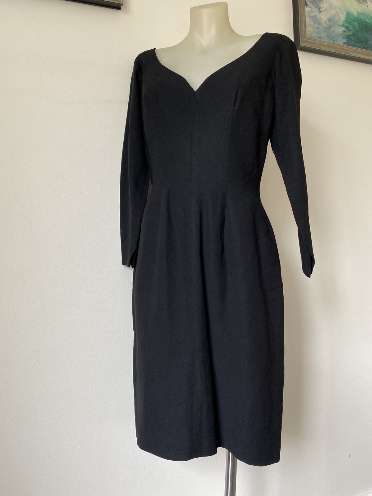 60,s Orig Lilli Diamond Classy Black Crepe Sheath.36”B,28W38”H