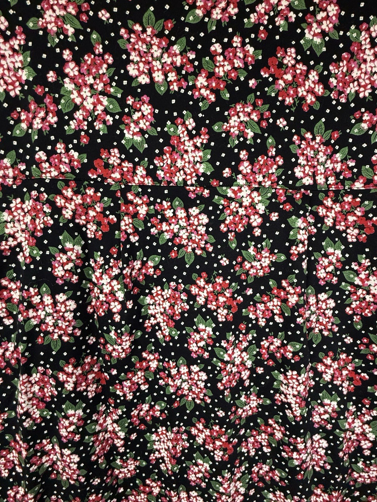 VTG Hanna Anderson Pink Floral Midi Dress Women L Long Sleeve USA Pockets Modest