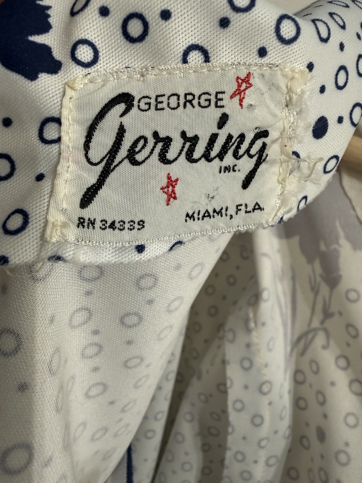 VTG 1970’s Blue & White Dress George Gerring Miami Women’s Medium 8/10