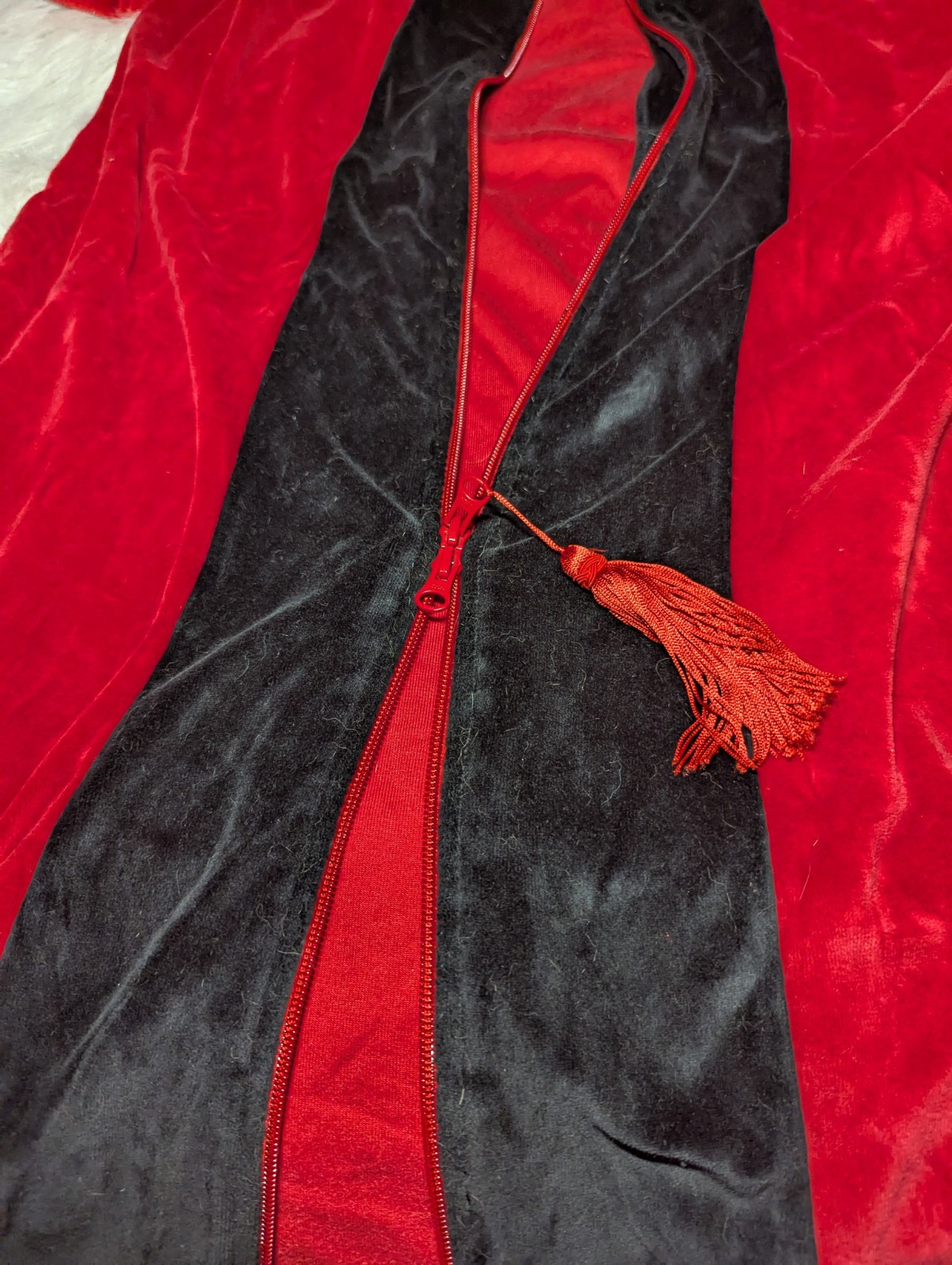 ENCHANTED Red Black LOUNGE Robe House Coat Nightgown 2-WAY ZIP Women’s S/M
