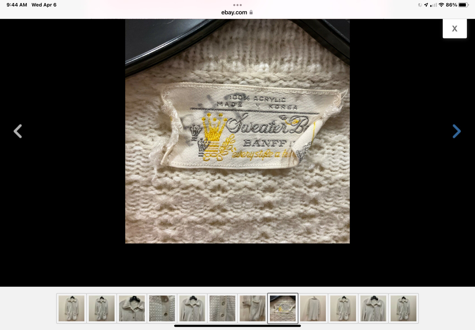 Bee by BANFF beige Sweater Cardigan Ivory knit button up sweater SZ S pocket vtg