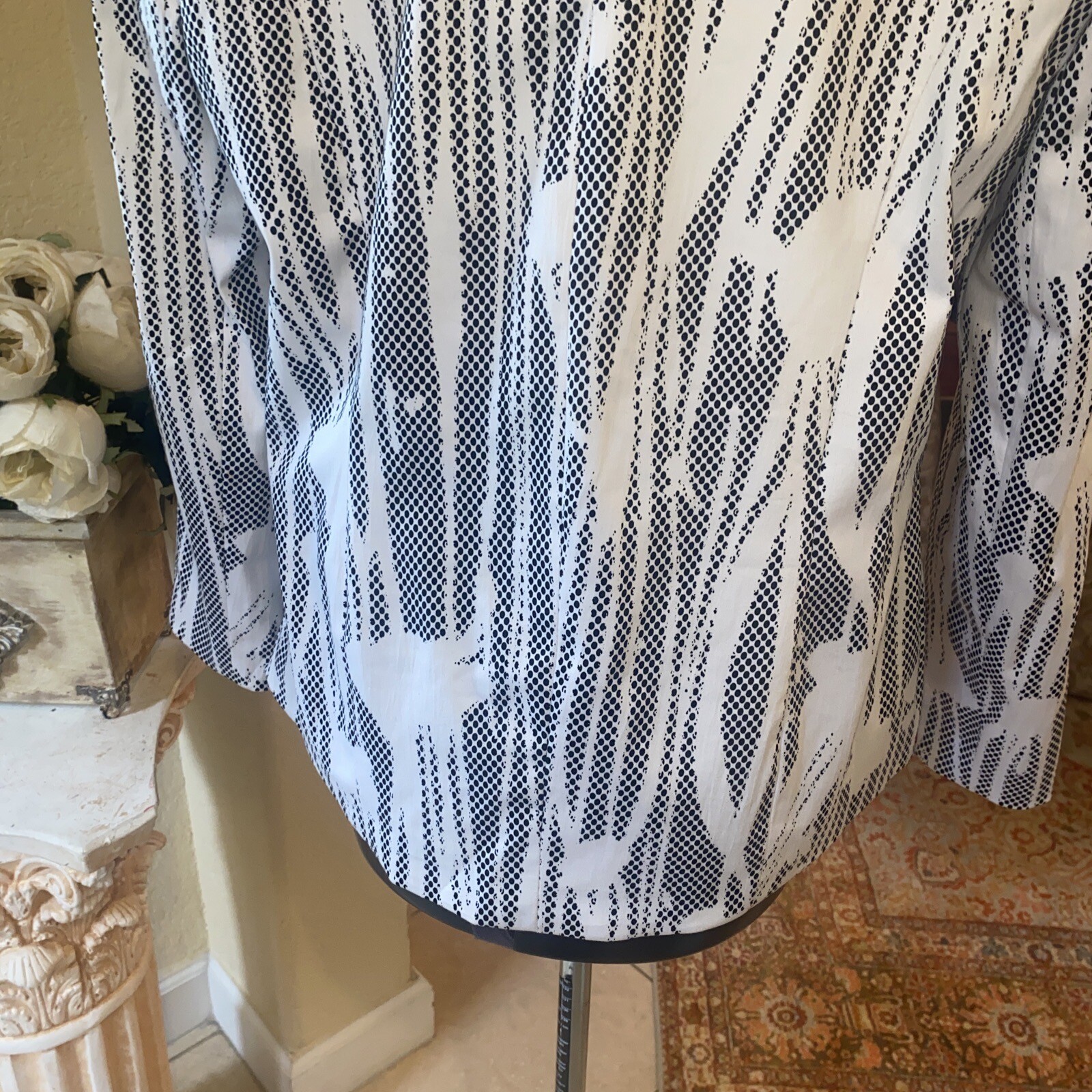 Vintage Alberto Makali Blazer Jacket Black White Snake Print Grommets Women 14