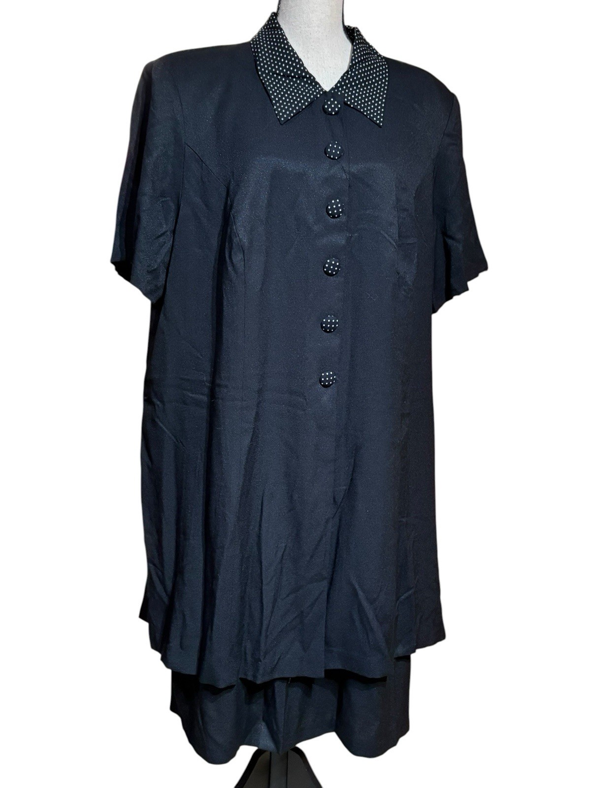 NWT NOS Vintage BENTLEY Dress Plus Sz 24W Black w/Polka Dot Detail Layered