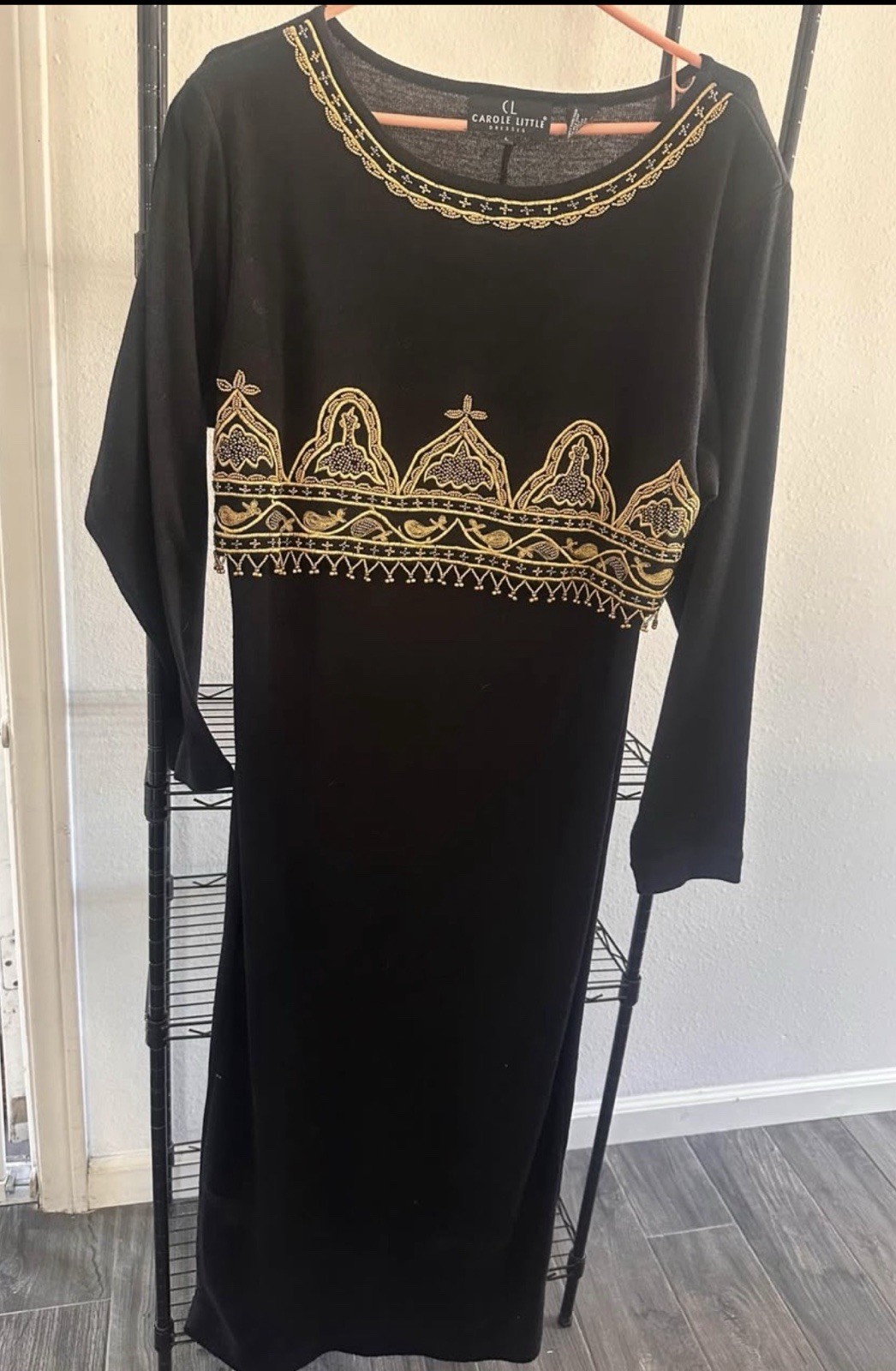 90’s Deadstock Elegant Black And Gold Dress