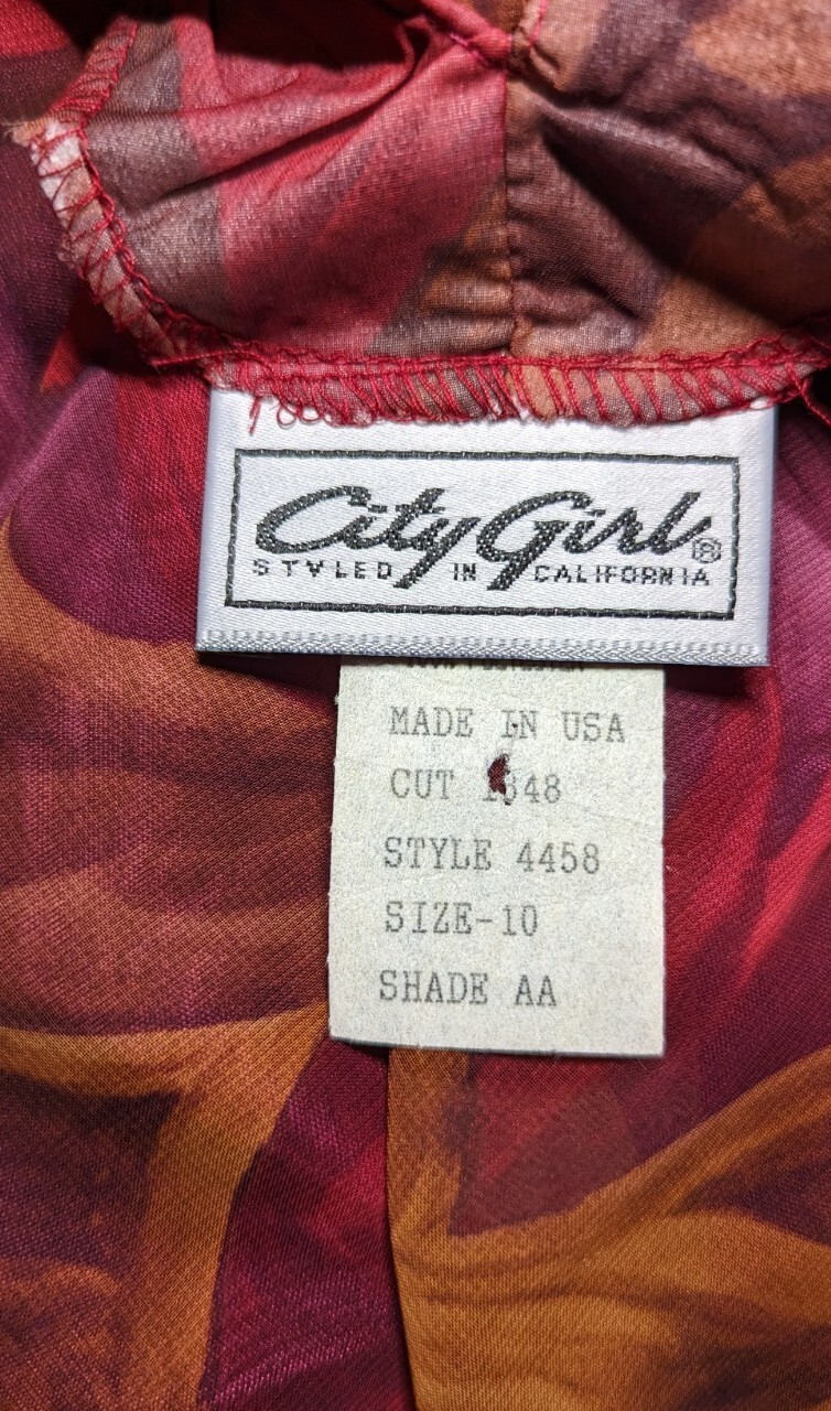 CITY GIRL Skirt Blouse Set Womens Sz 10 PAISLEY Burgundy Purple GORGEOUS VTG