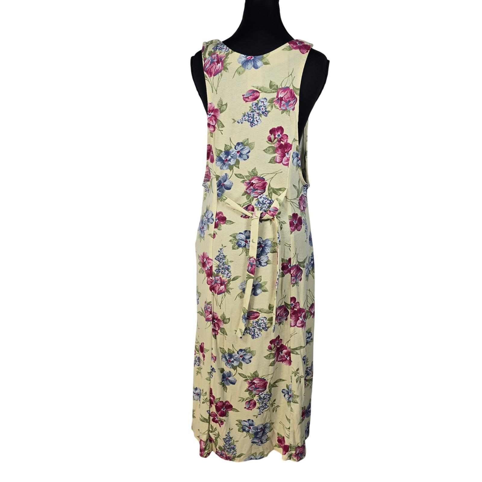 Ashley Taylor Vintage 90s Floral Button Front Jumper Dress Yellow Pink Blue Med