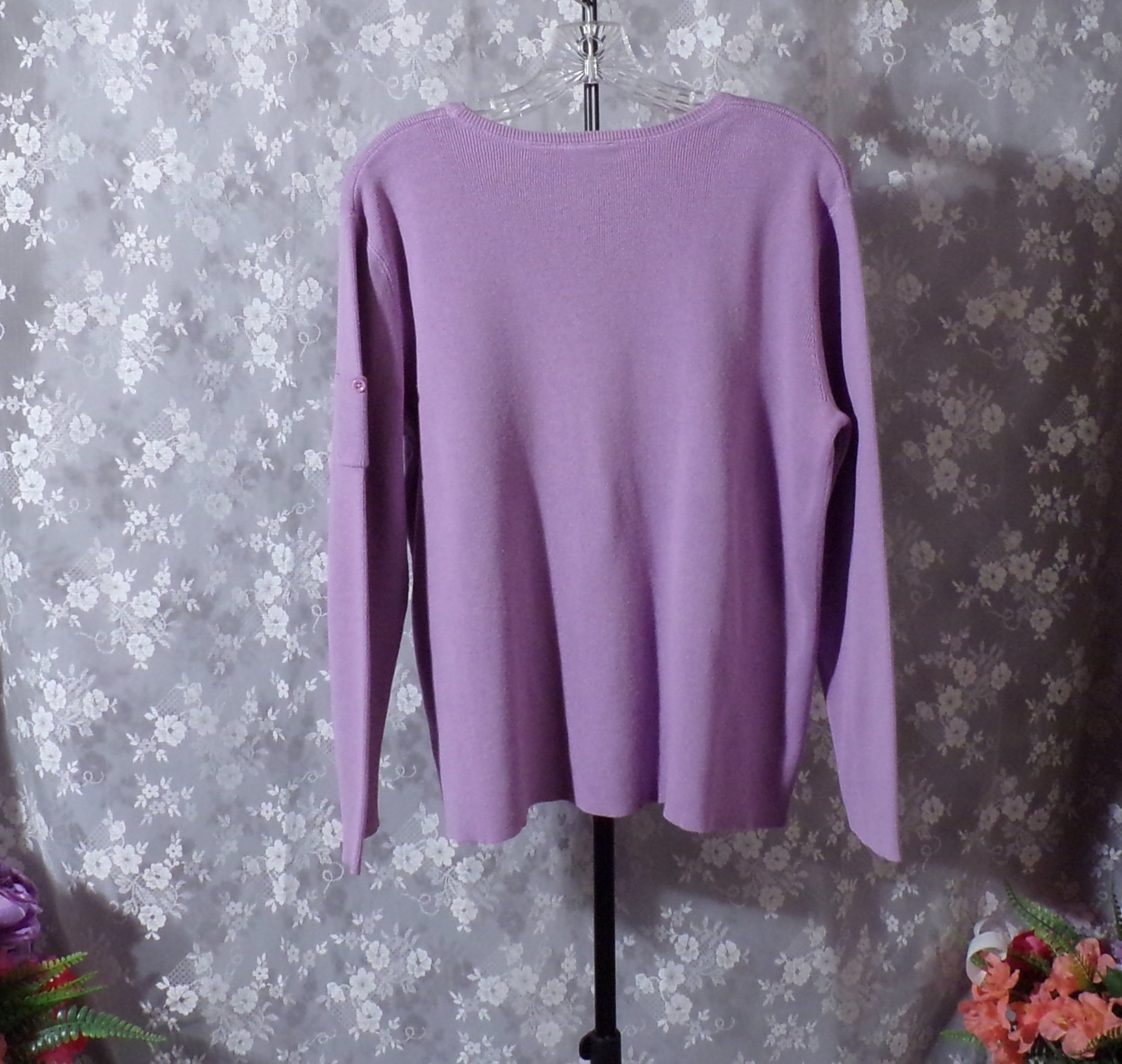 Vintage Purple Knit Top Size XL Y2K 2000s Retro Lilac Classic Casual Long Sleeve