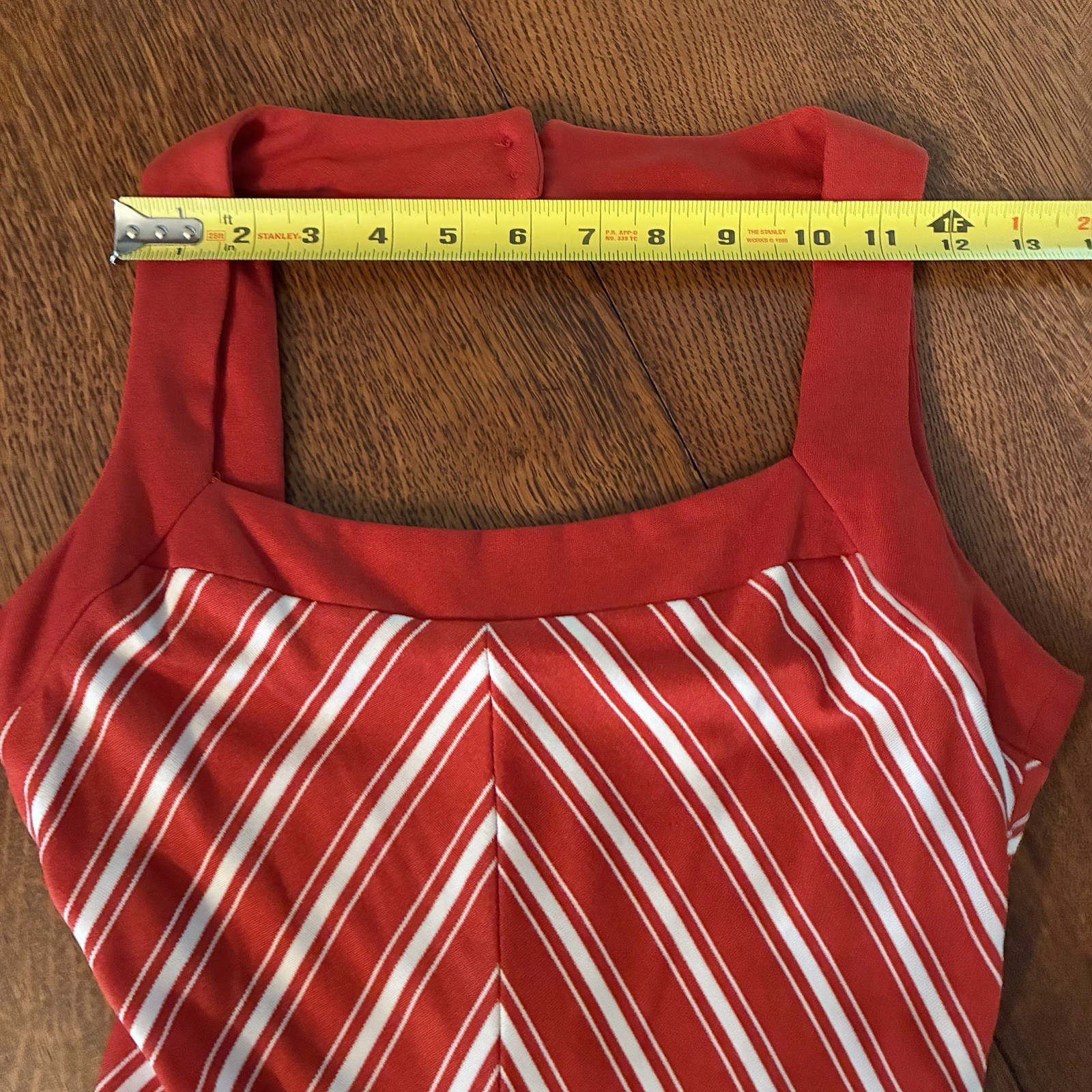 Vintage Sleeveless Trolley Car Maxi Dress Candy Cane Chevron Stripes Small