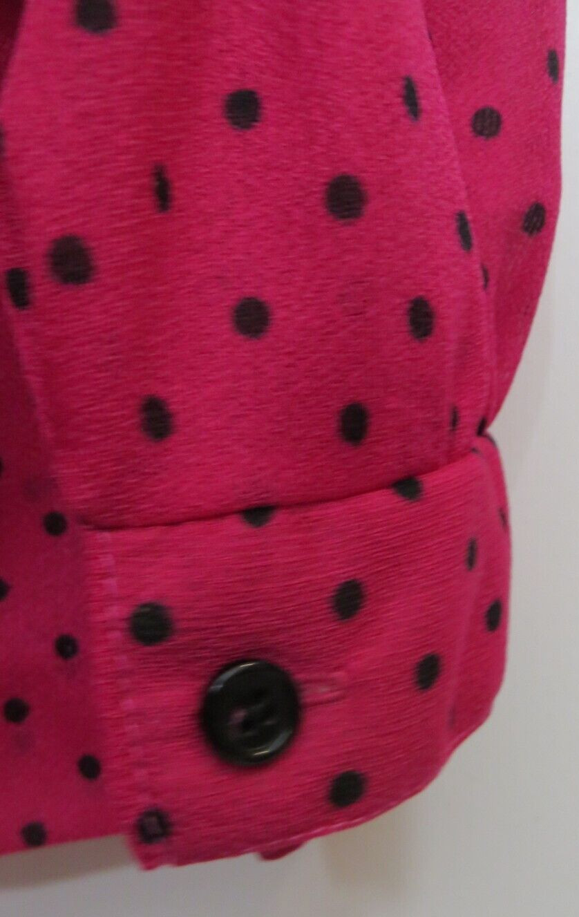 Vintage Look Peggy Lou Shirt Womens XXL Pink Black Polka Dots SHEER Retro Y2K