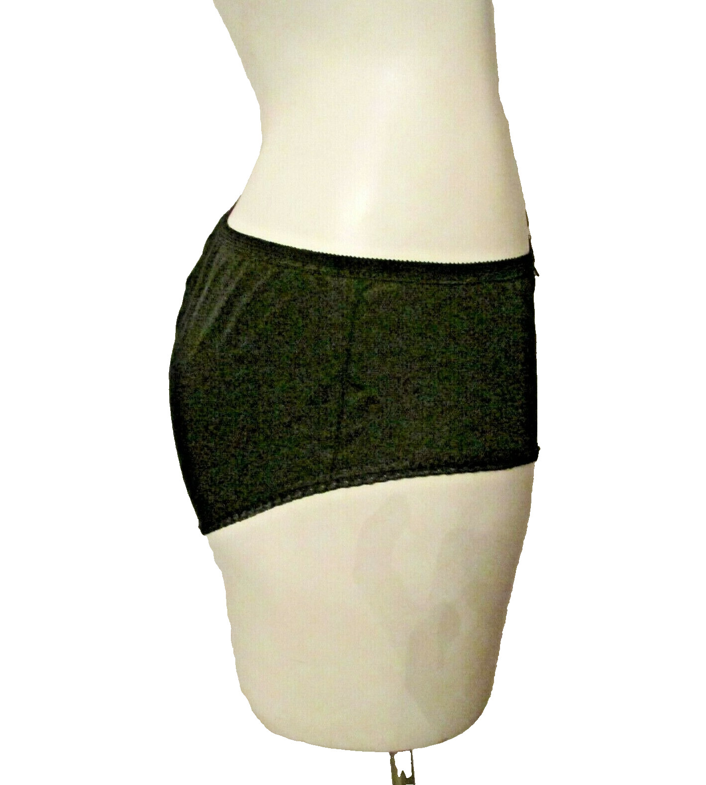 50’s Black Semi Sheer Silky Nylon Zipper Button Closure Bikini Panty S USA made