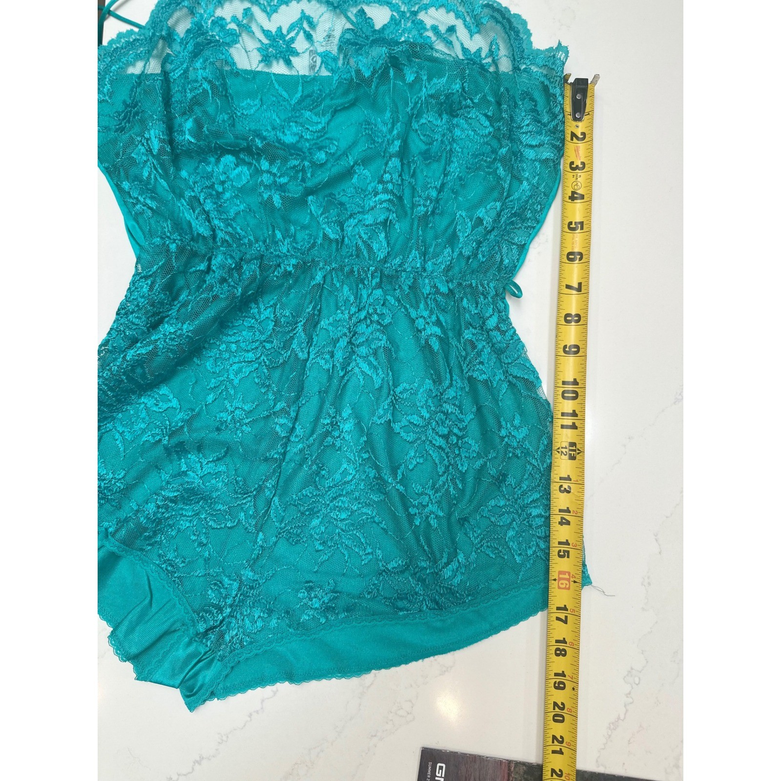 Vintage Samye Teal Floral Lace Teddy Romper Feminine Flirty