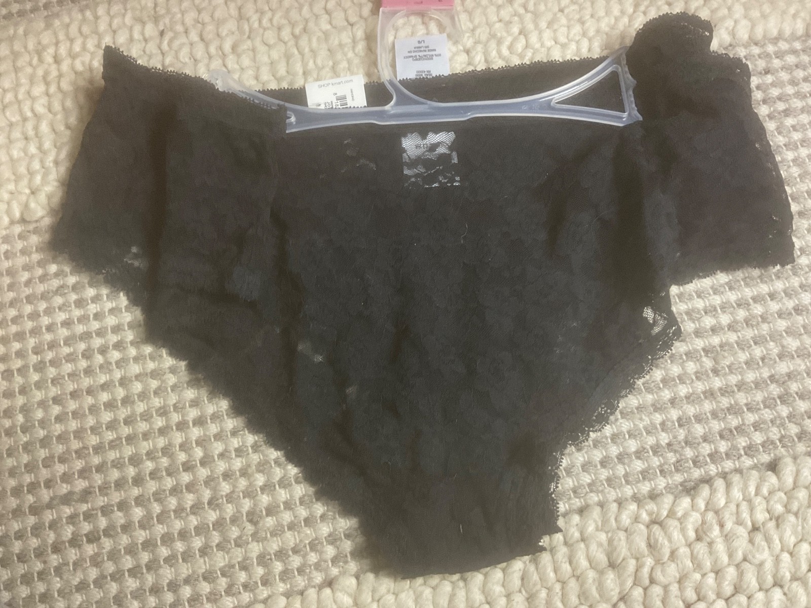 Vtg NOS Kmart Black Lace Sheer Nylon Briefs Panties 2 Pack Size L