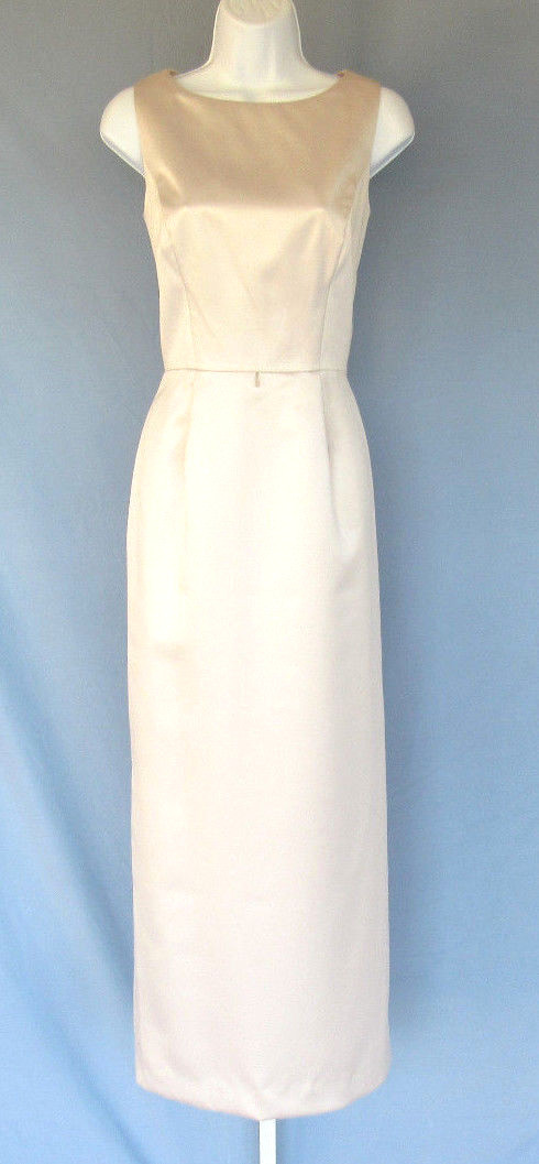 VINTAGE 1990s EN FRANCAIS PETITE HUEY WALTZER DRESS SIZE 8 SILVER GRAY POLY