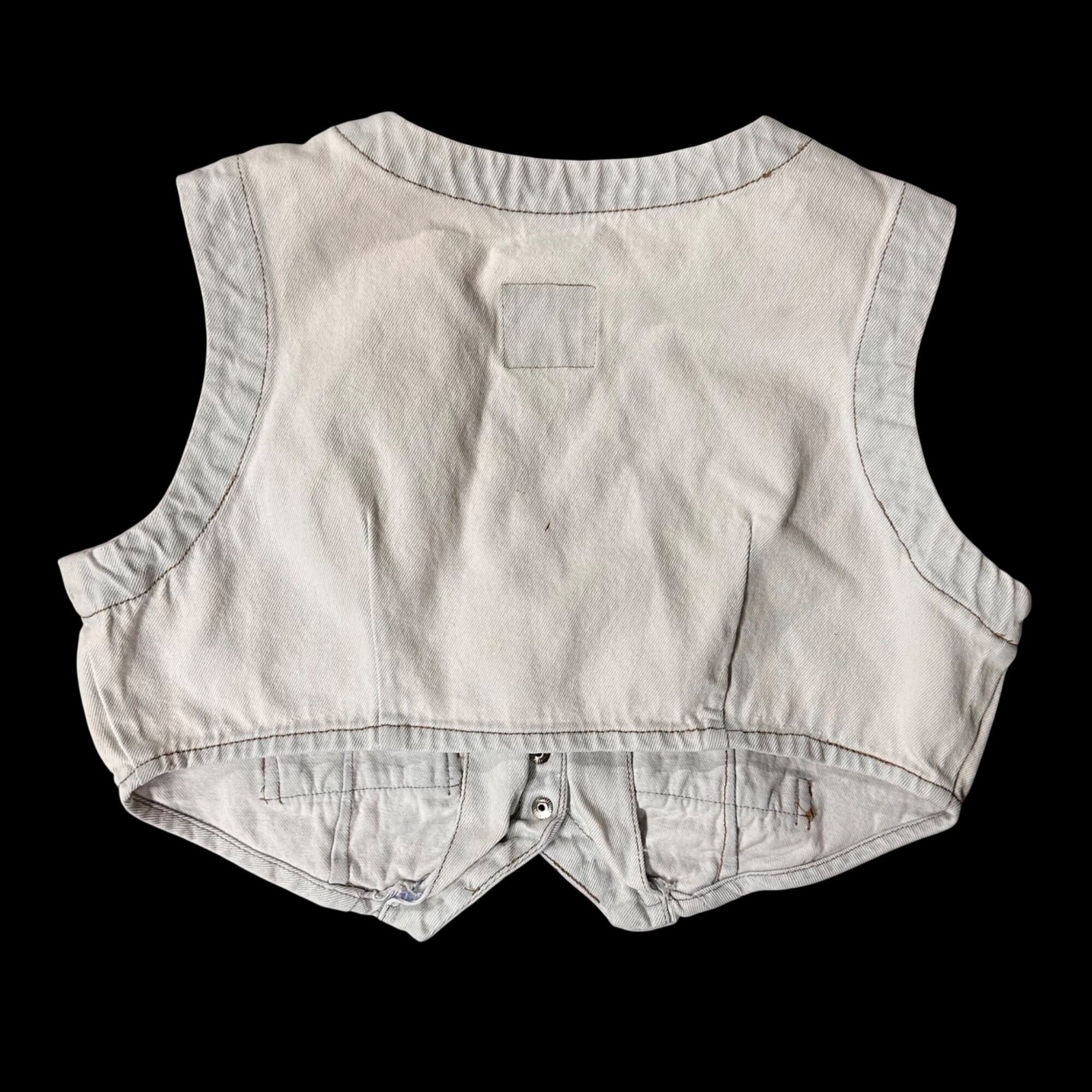 Vintage Denim Vest 1990s Womens Size Large Short Snaps No Excuses Retro