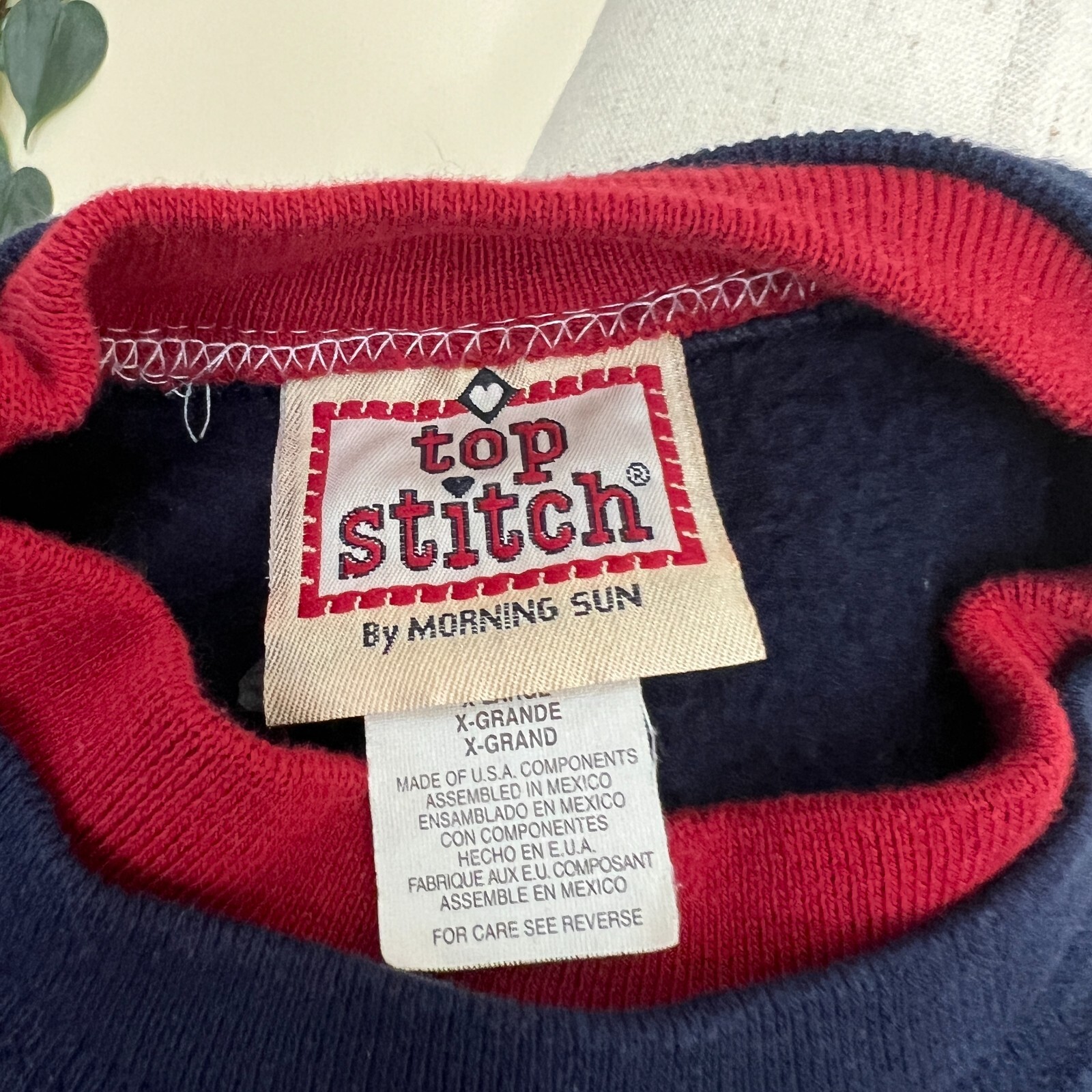 Top Stitch by Morning Sun Navy Blue Christmas Cat Sweatshirt sz XL Grannycore