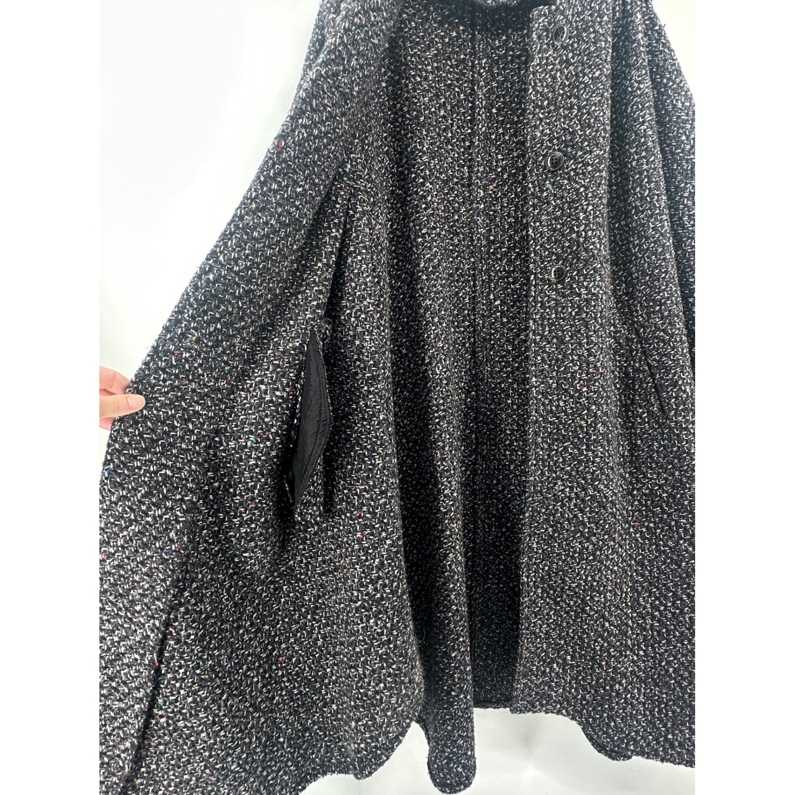 Vintage Herman Kay Wool Blend Tweed Cape Coat OS Made in USA Quiet Luxury Winter
