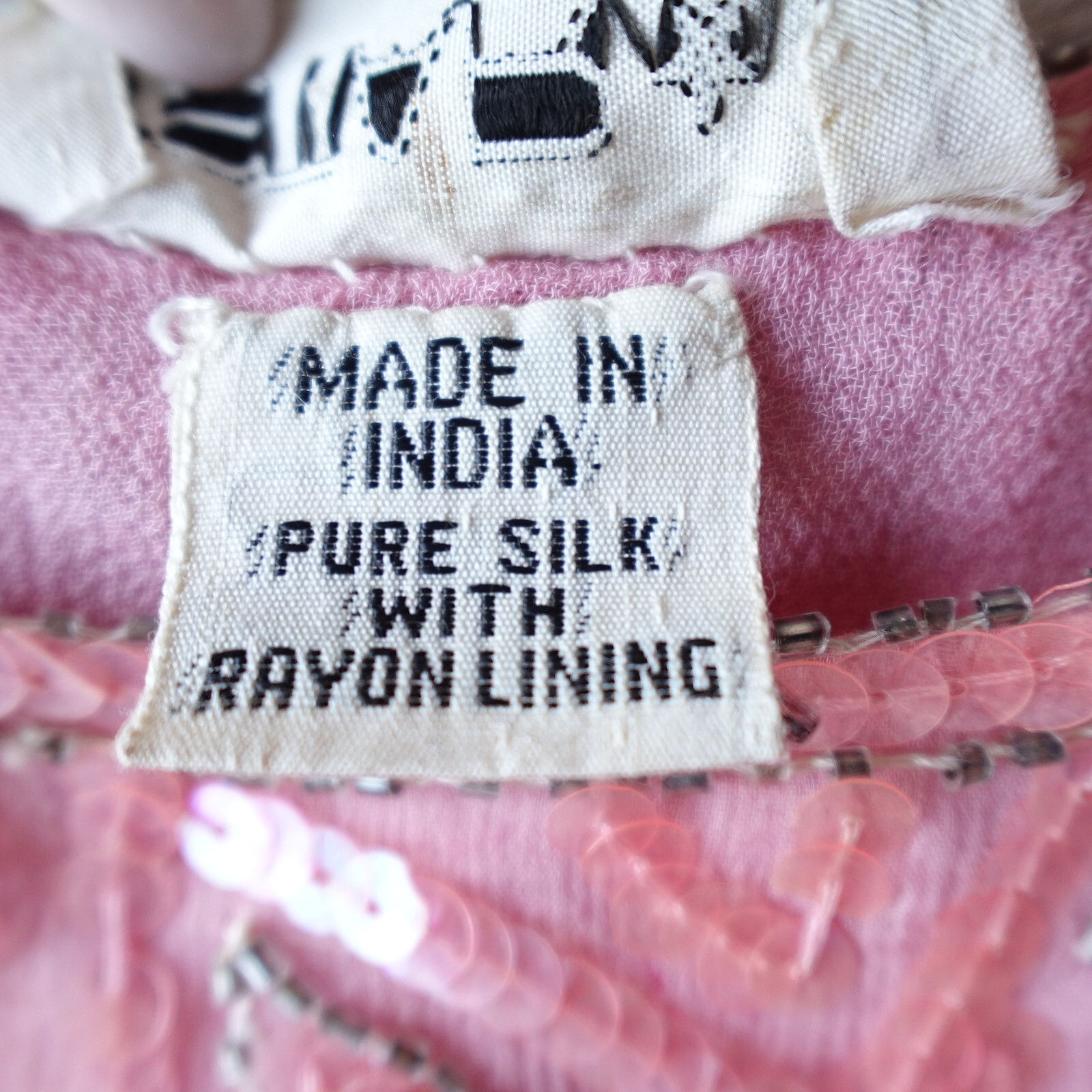 Vintage India Silk Beaded Sequin Dress Pink Party Cocktail Evening Retro