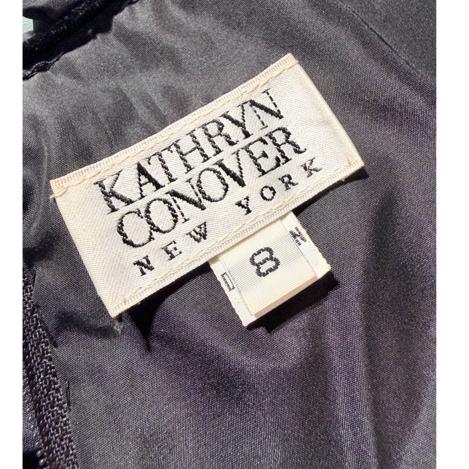 Vintage Y2K Kathryn Conover New York Formal Pencil Dress 8 Black Velvet Glam