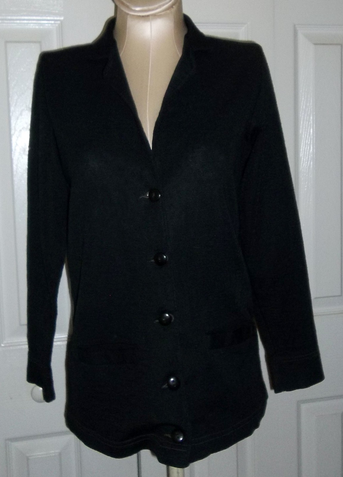 Vintage 30’s 40’s Black All Wool 100% Cardigan Sweater S