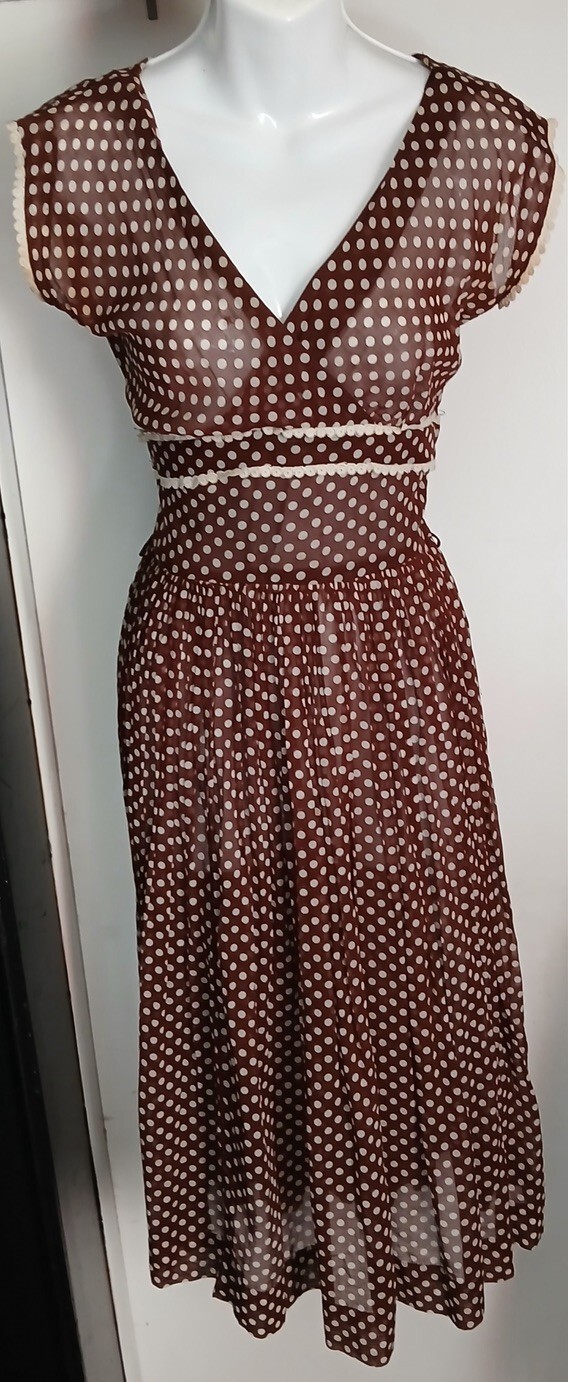 Darling Vintage Gay Gibson sheer Polka Dot dress 50s XS Lolita Rockabilly
