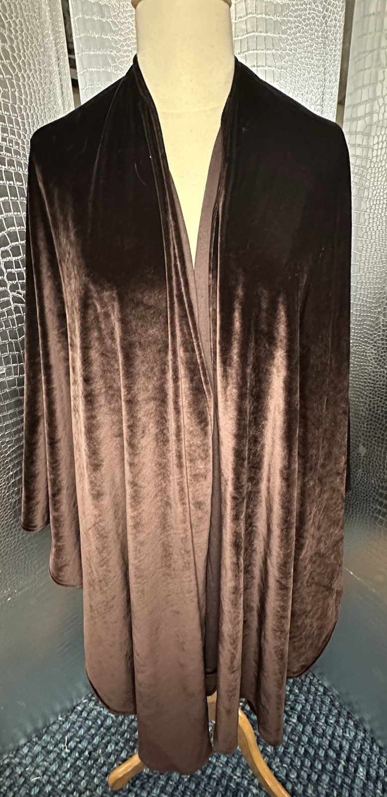 A Brod Vintage Chocolate Brown Velvety Cape