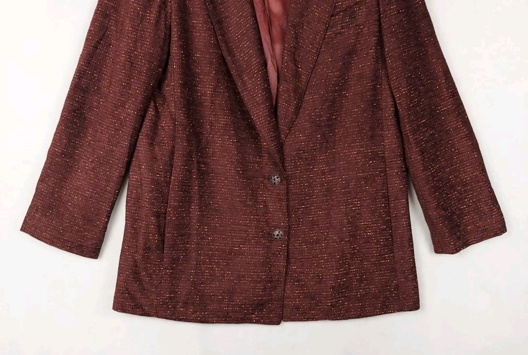 VTG 90s Criscione NY 2 PC Tweed Dress Suit Womens Large Shimmer Quiet Luxury