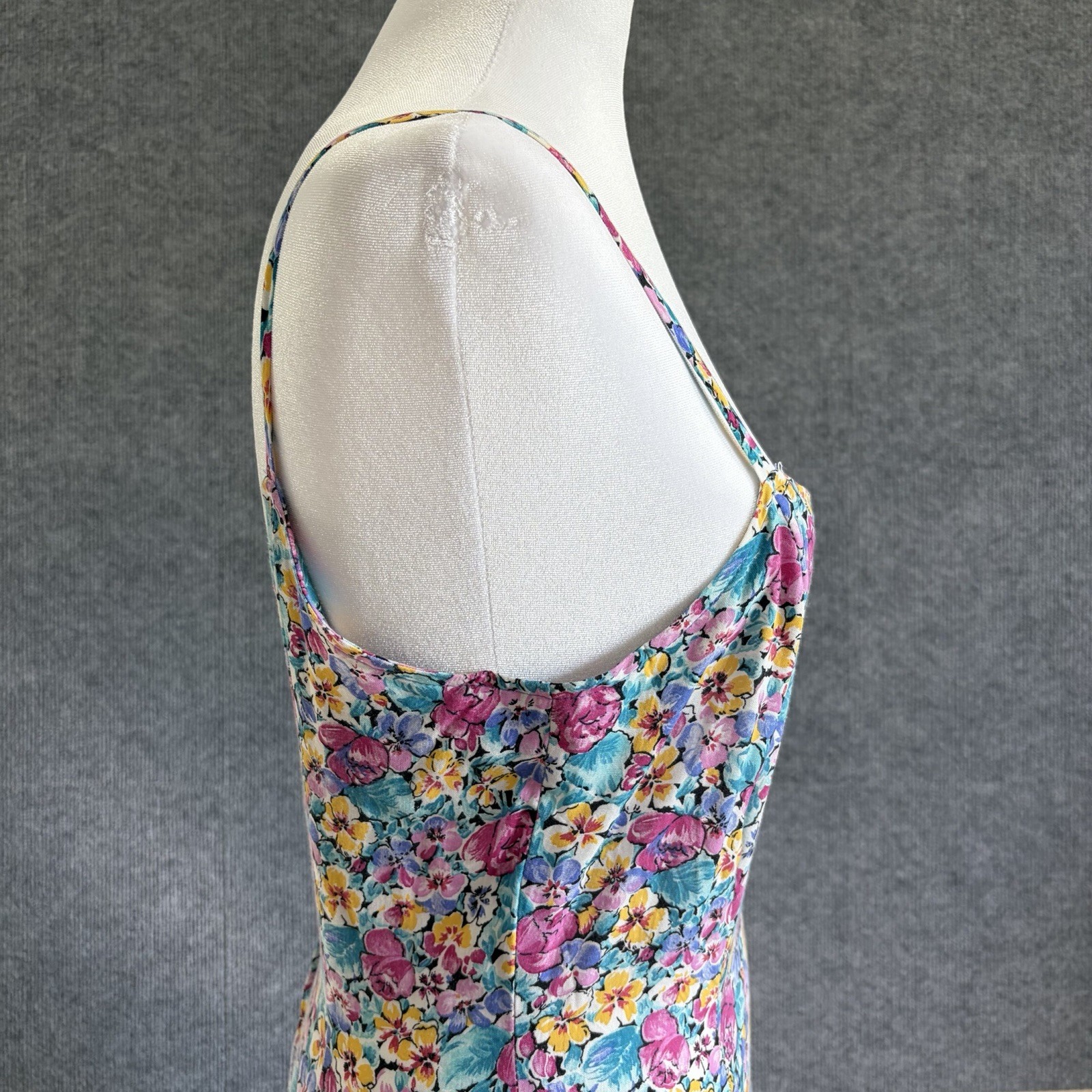 Vintage 90s Shok Floral Mini Dress Size 9 Cottagecore Sundress Summer USA Made