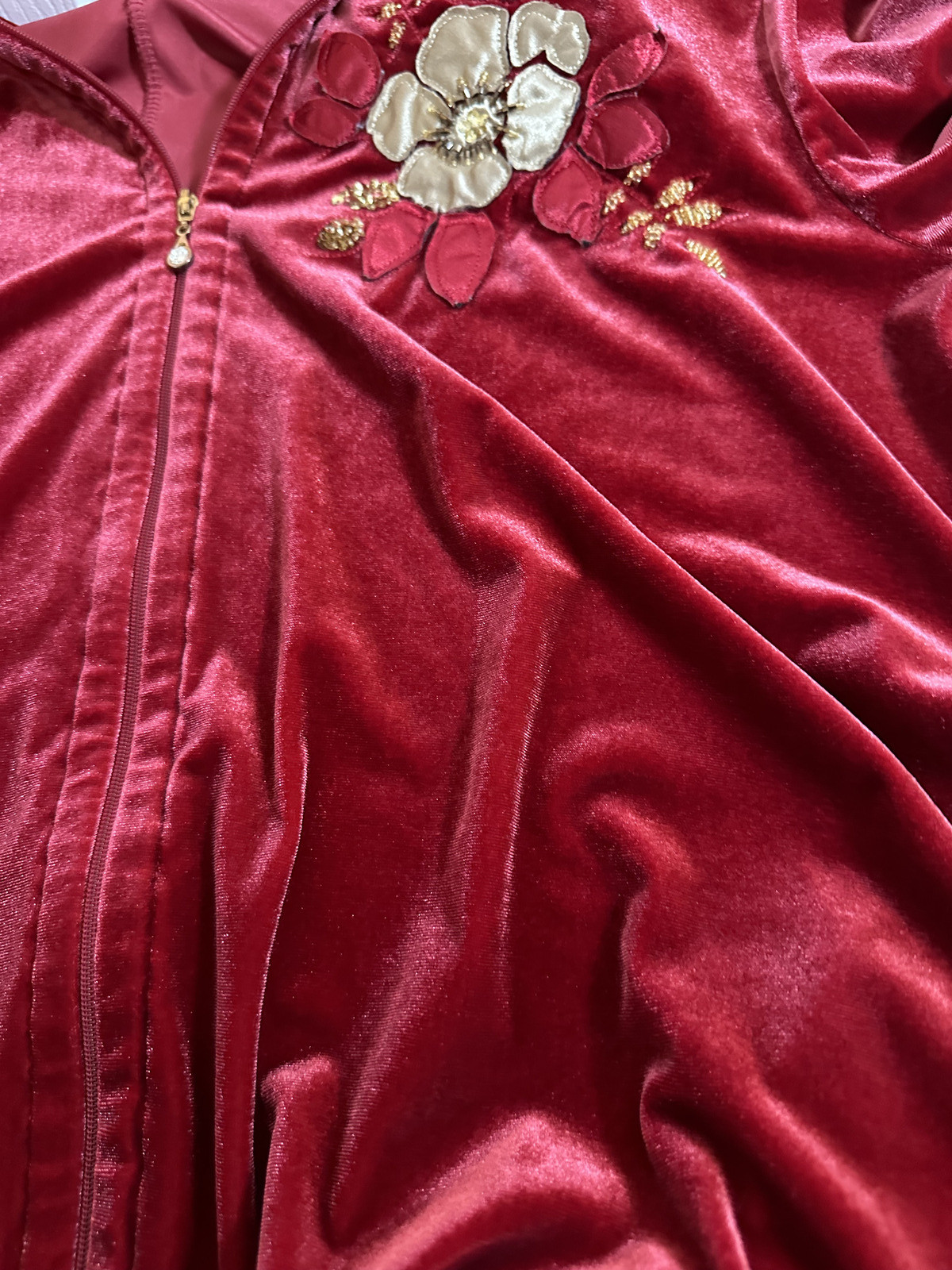 Jaclyn Smith velour leisure suit XL zip wine track lounge Golden Girls Halloween