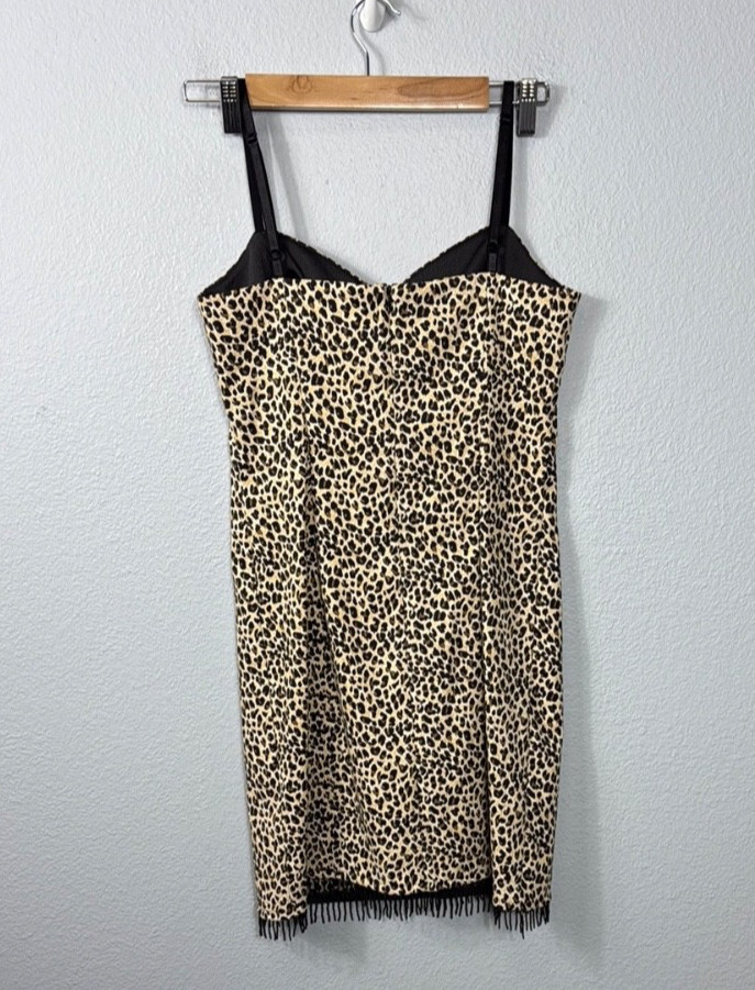 Vintage Bobbie Bee Leopard Print Bodycon Dress Size 6 Sexy Feminine USA Mini