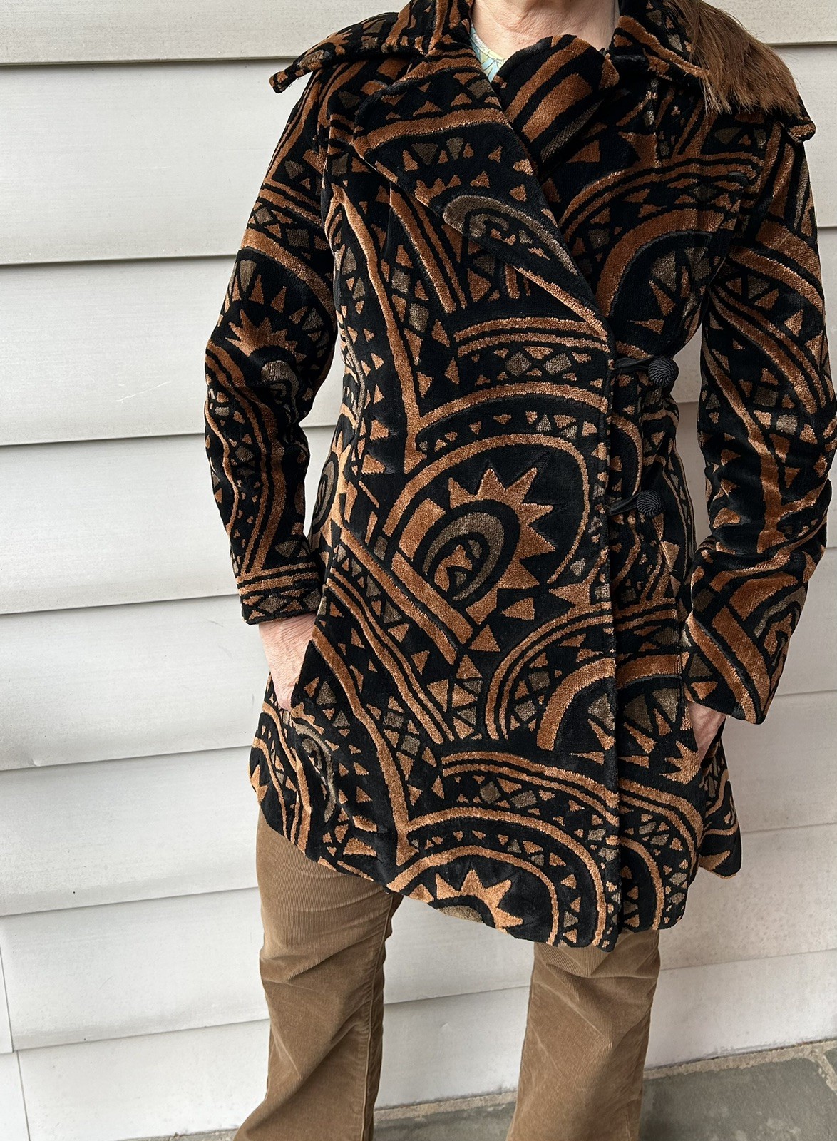 Vintage Carpet Coat Fit & Flare Brown, Black, Olive S